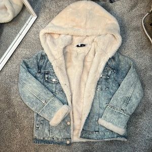 Jean Jacket With Faux Fur Hood